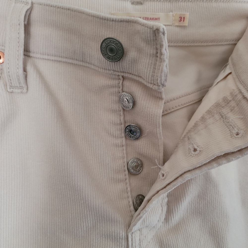 Levi's Wedgie Straight Ivory Corduroy High-Rise Cropped Pants - Picture 9 of 9
